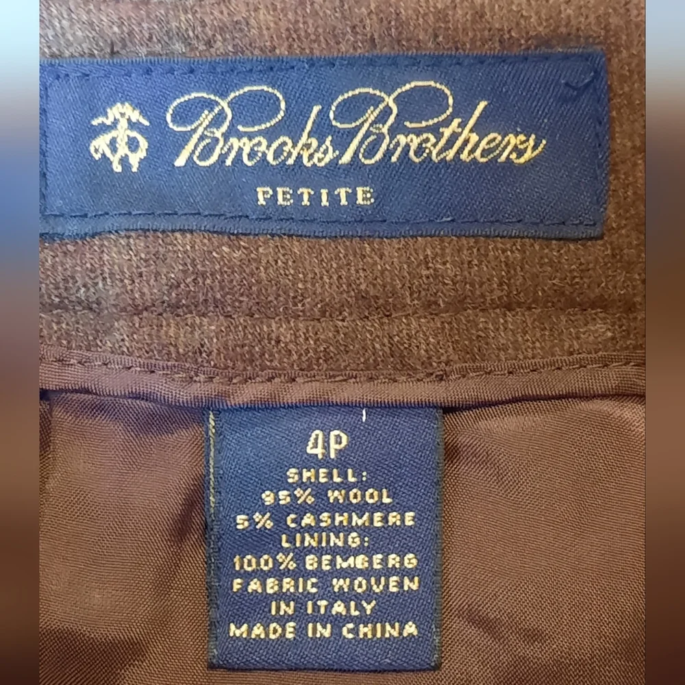 Brooks Brothers Dress Pants Womans 4 Petite Brown Wool-Cashmere Formal Preppy